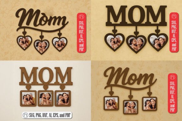 Paquete De Marcos De Fotos Colgantes Con Forma De Corazon Para Mama Creativo Digital